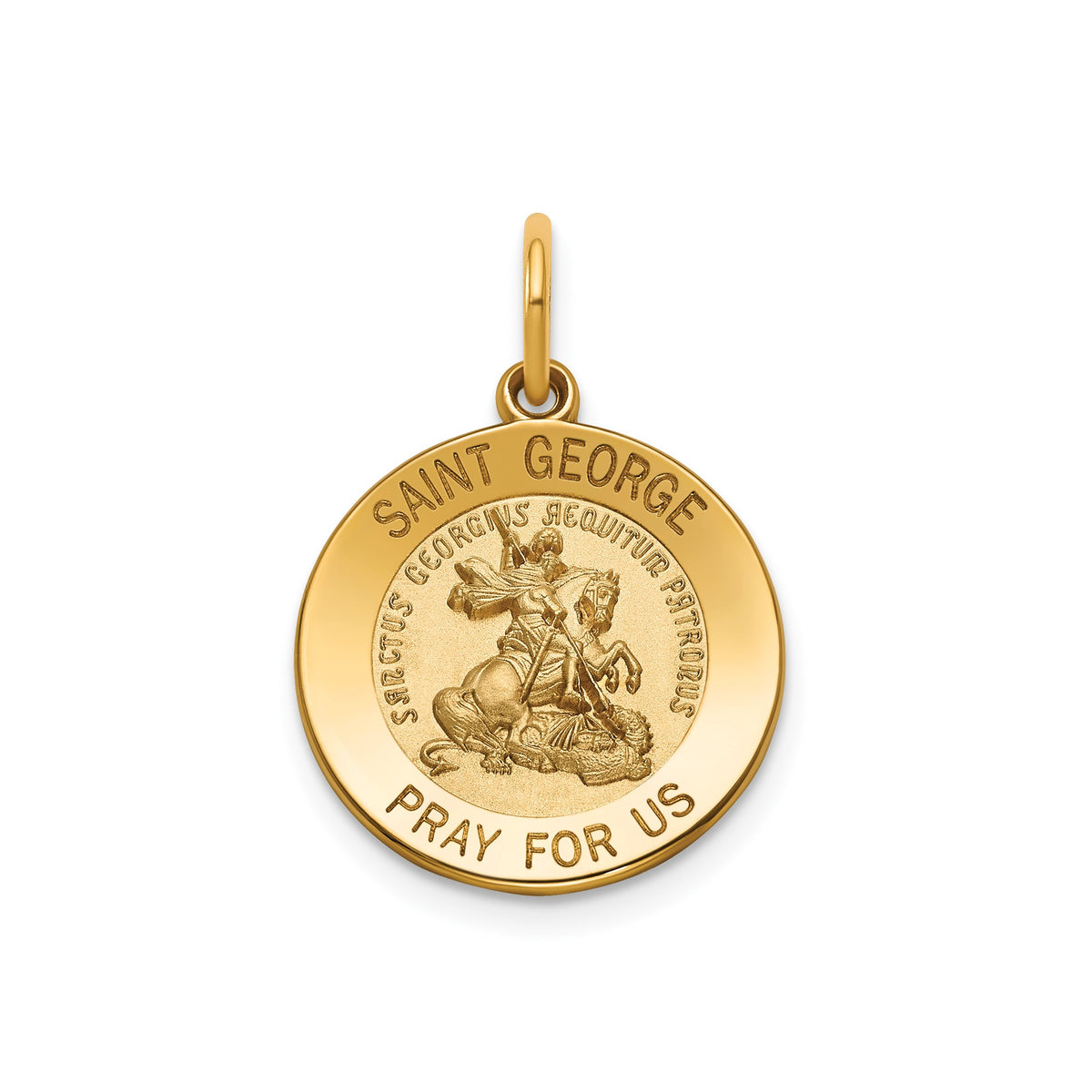 Round St. George Medal in 14K Yellow Gold, 16.25mm - Sophia Jewelers Main image