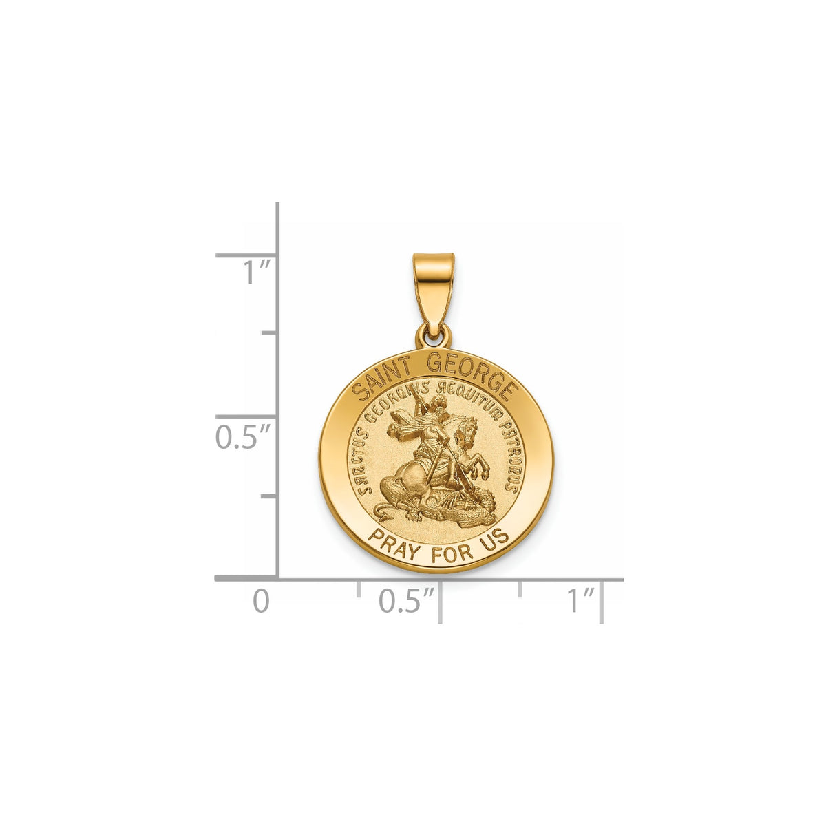 Round St. George Medal in 14K Yellow Gold, 18.25mm - Sophia Jewelers