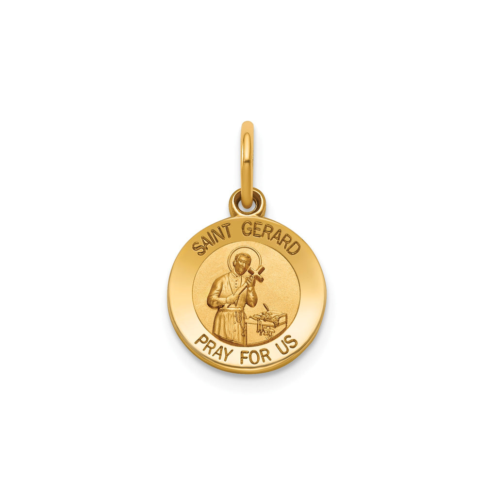 Round St. Gerard Medal in 14K Yellow Gold, 11.5mm - Sophia Jewelers