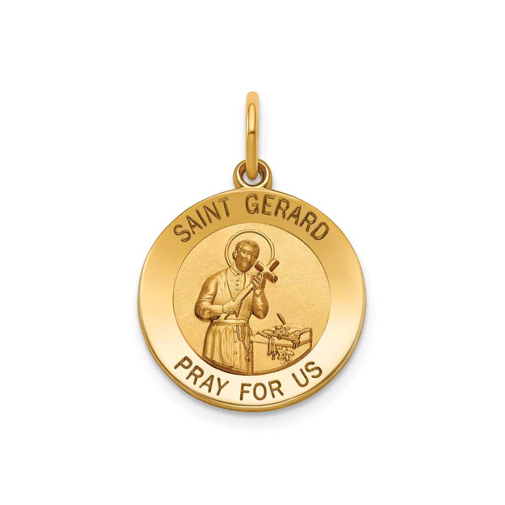 Round St. Gerard Medal in 14K Yellow Gold, 16.25mm - Sophia Jewelers