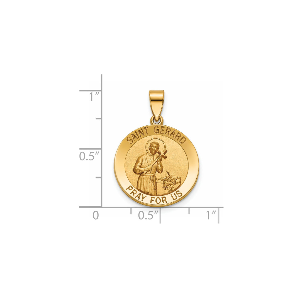 Round St. Gerard Medal in 14K Yellow Gold, 18.25mm - Sophia Jewelers