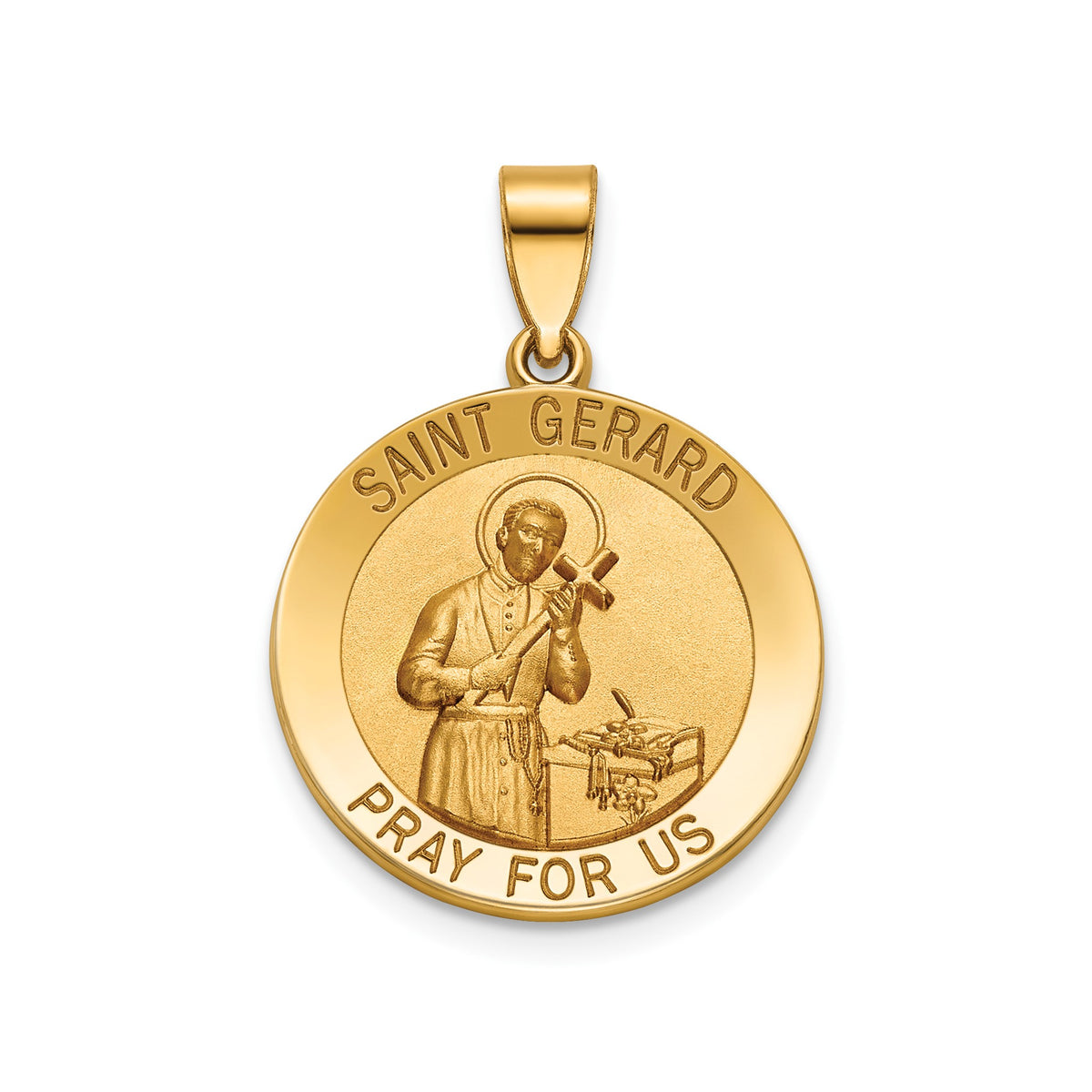 Round St. Gerard Medal in 14K Yellow Gold, 18.25mm - Sophia Jewelers Main image