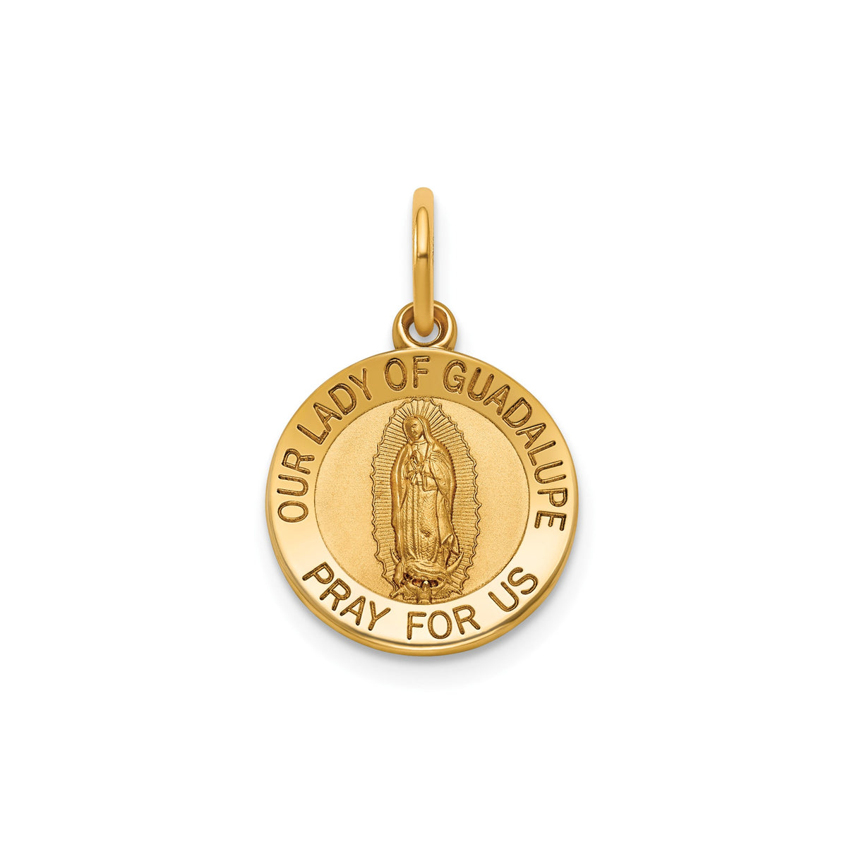 Our Lady of Guadalupe Medal in 14K Yellow Gold, 13.25mm - Sophia Jewelers