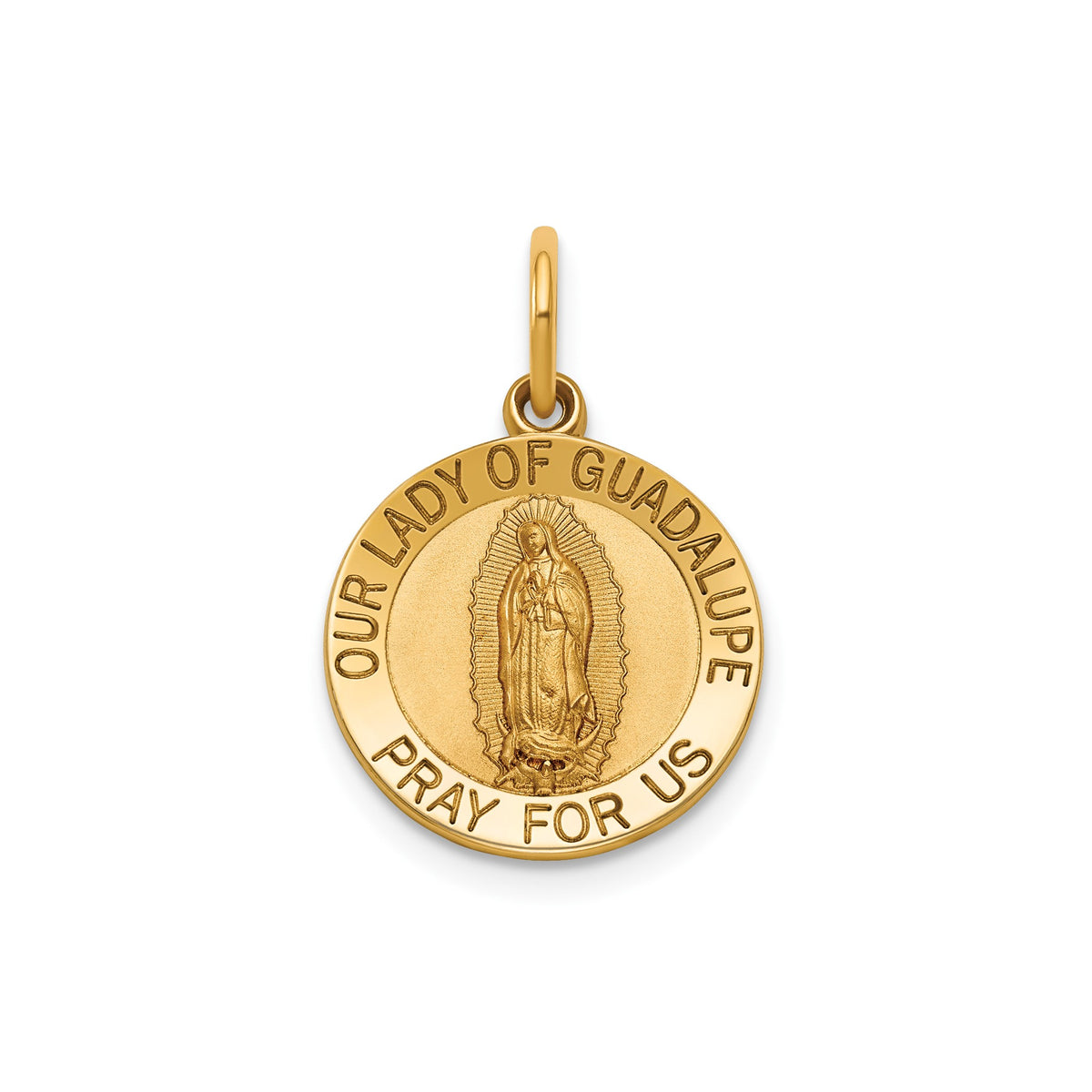Our Lady of Guadalupe Medal in 14K Yellow Gold, 14.5mm - Sophia Jewelers Main image