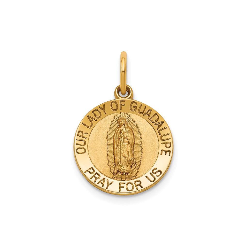 Our Lady of Guadalupe Medal in 14K Yellow Gold, 14.5mm - Sophia Jewelers