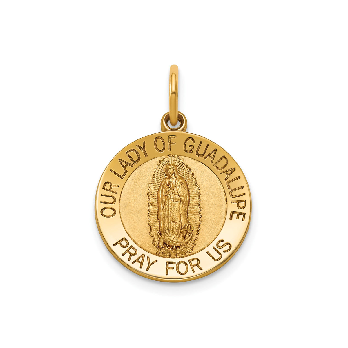 Our Lady of Guadalupe Medal in 14K Yellow Gold, 16.25mm - Sophia Jewelers