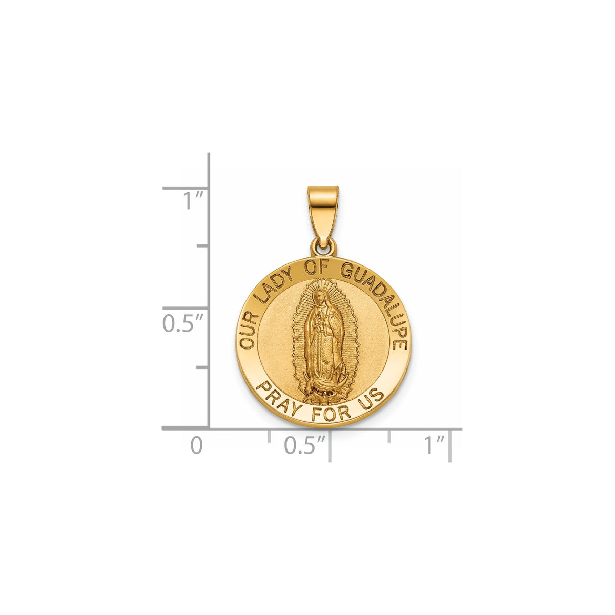 Our Lady of Guadalupe Medal in 14K Yellow Gold, 18.25mm - Sophia Jewelers