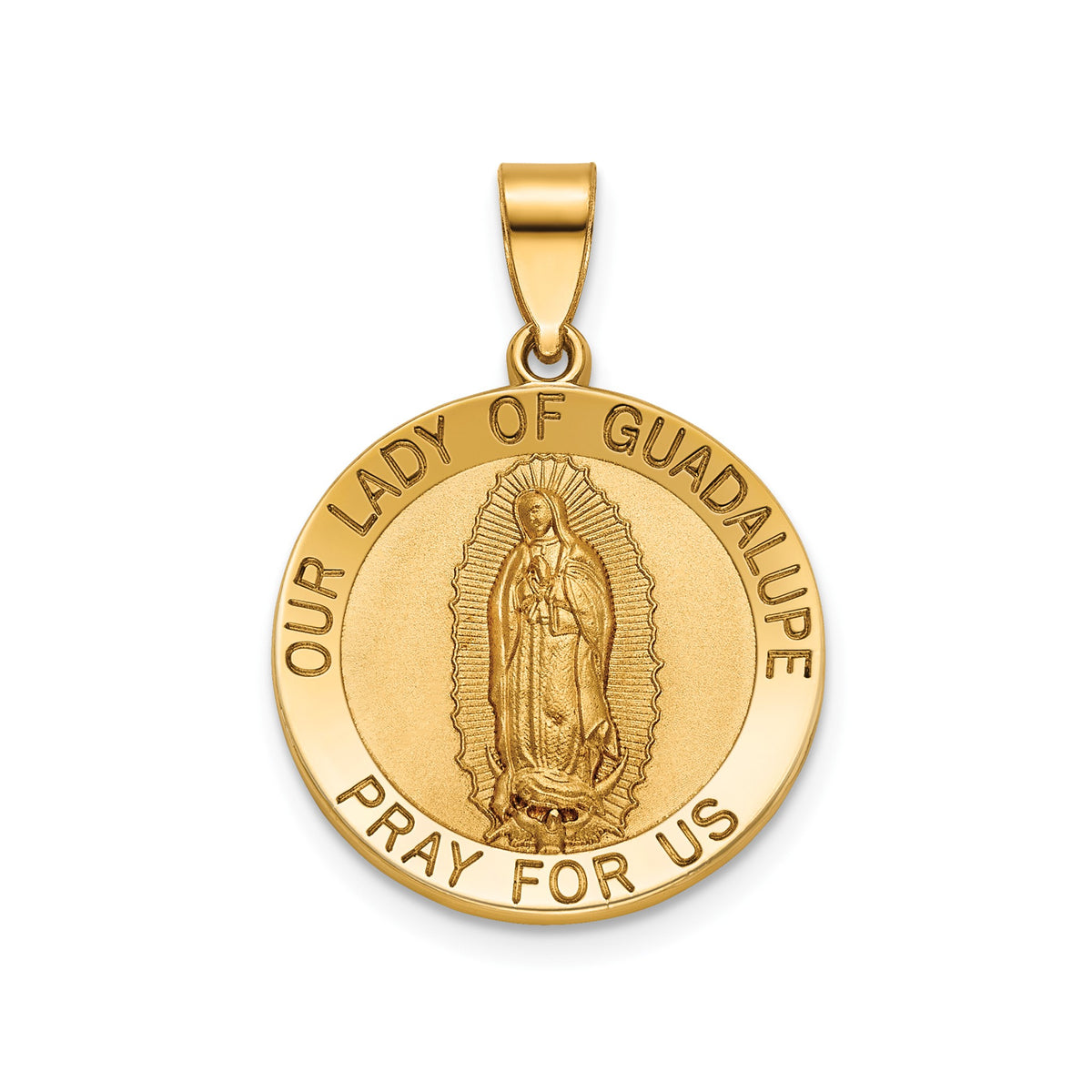 Our Lady of Guadalupe Medal in 14K Yellow Gold, 18.25mm - Sophia Jewelers Main image