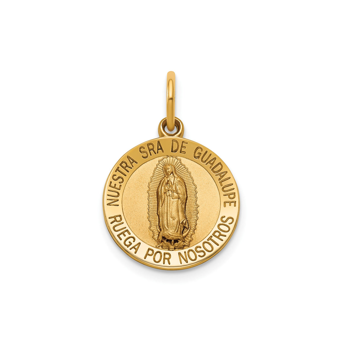 Our Lady of Guadalupe-Spanish Medal in 14K Yellow Gold, 14.5mm - Sophia Jewelers Main image