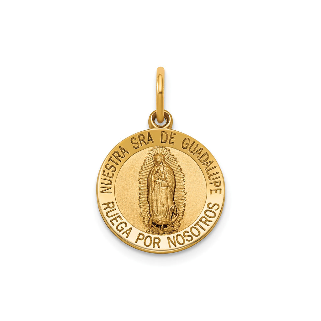 Our Lady of Guadalupe-Spanish Medal in 14K Yellow Gold, 14.5mm - Sophia Jewelers