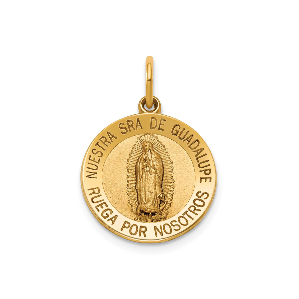 Our Lady of Guadalupe-Spanish Medal in 14K Yellow Gold, 16.25mm - Sophia Jewelers Main image