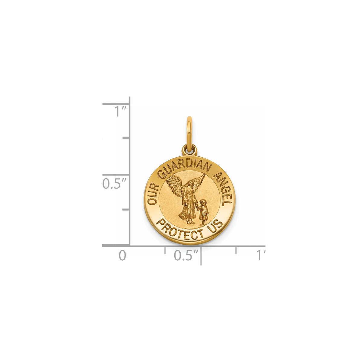 Round Guardian Angel Medal in Gold-Plated Sterling Silver, 16.25mm - Sophia Jewelers