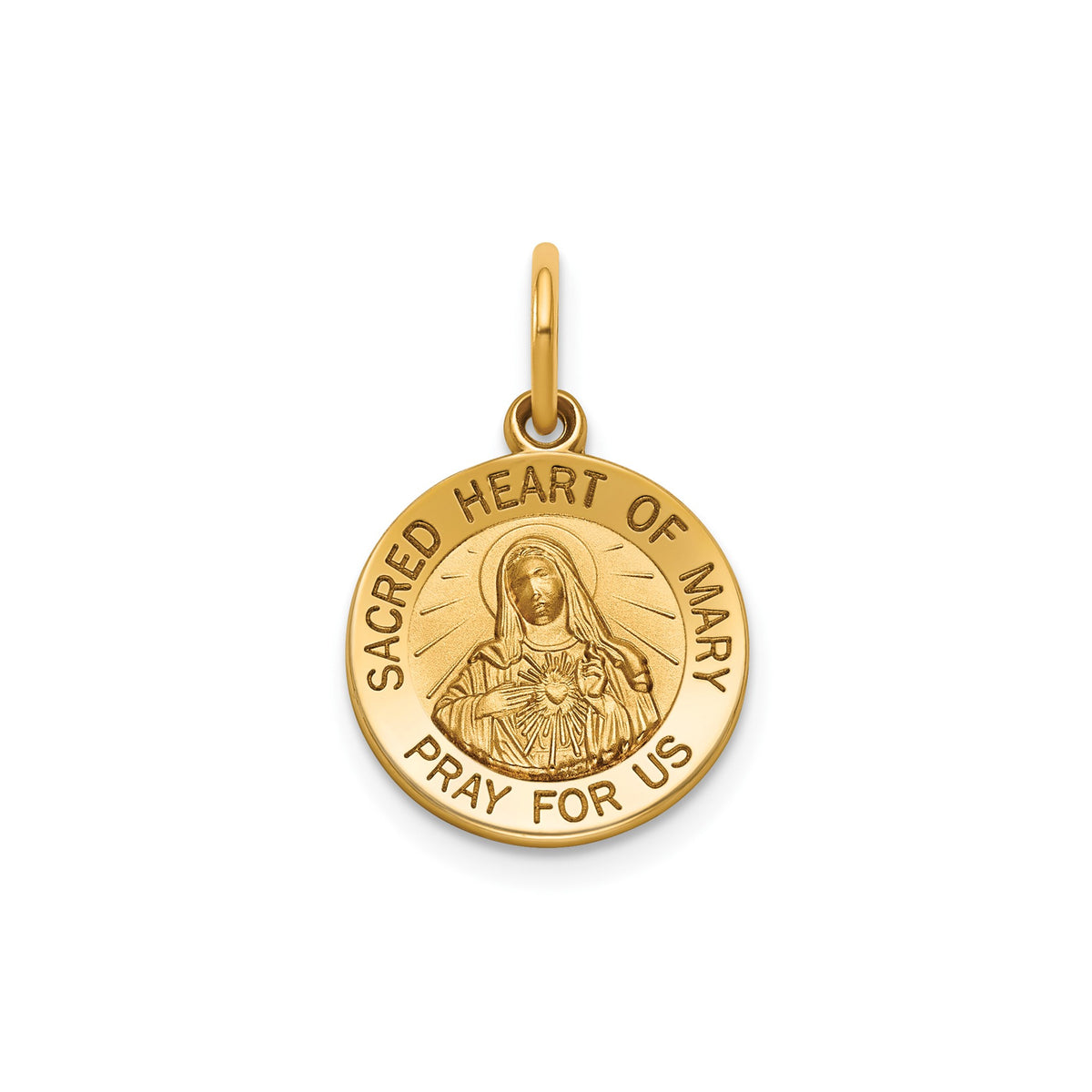 Round Heart of Mary Medal in Gold-Plated Sterling Silver, 13.25mm - Sophia Jewelers Main image