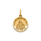 Round Heart of Mary Medal in Gold-Plated Sterling Silver, 13.25mm - Sophia Jewelers
