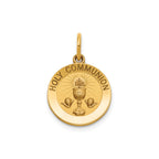 Round Holy Communion Medal in 14K Yellow Gold, 14.5mm - Sophia Jewelers