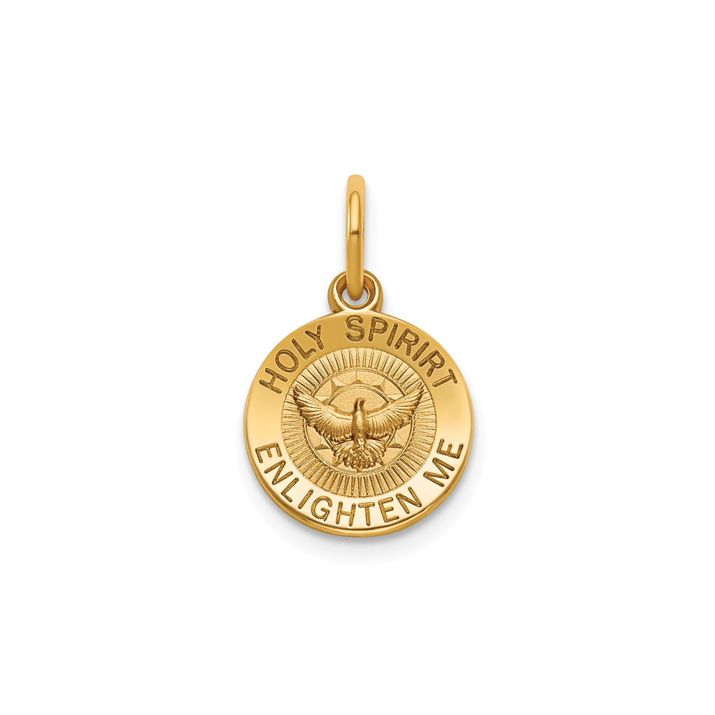 Round Holy Spirit Medal in 14K Yellow Gold, 11.5mm - Sophia Jewelers