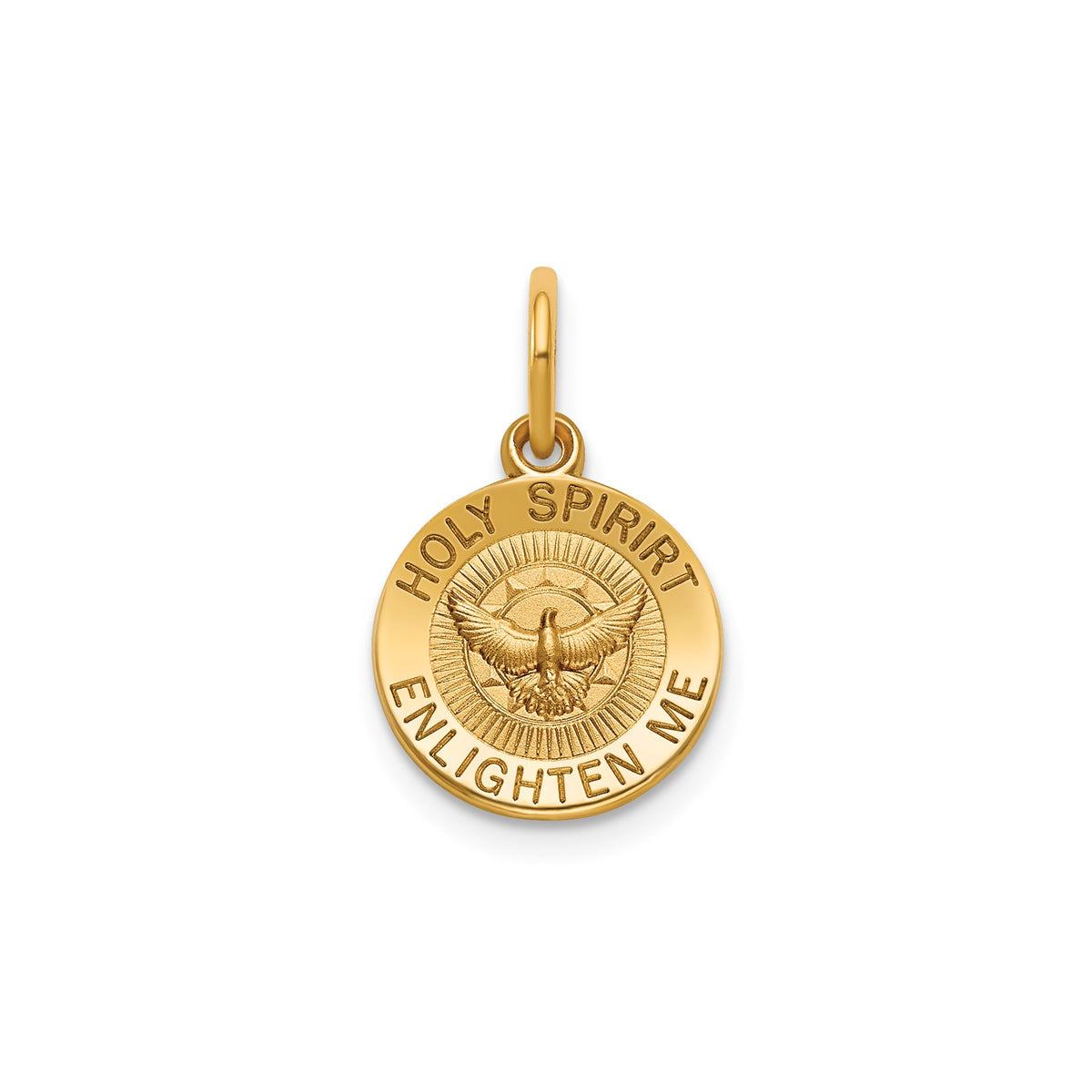 Round Holy Spirit Medal in 14K Yellow Gold, 11.5mm - Sophia Jewelers