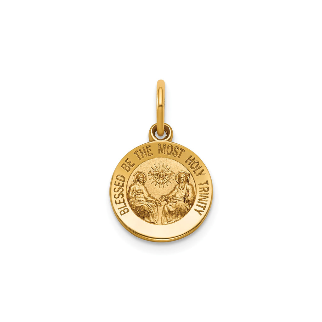 Round Holy Trinity Medal in 14K Yellow Gold, 11.5mm - Sophia Jewelers