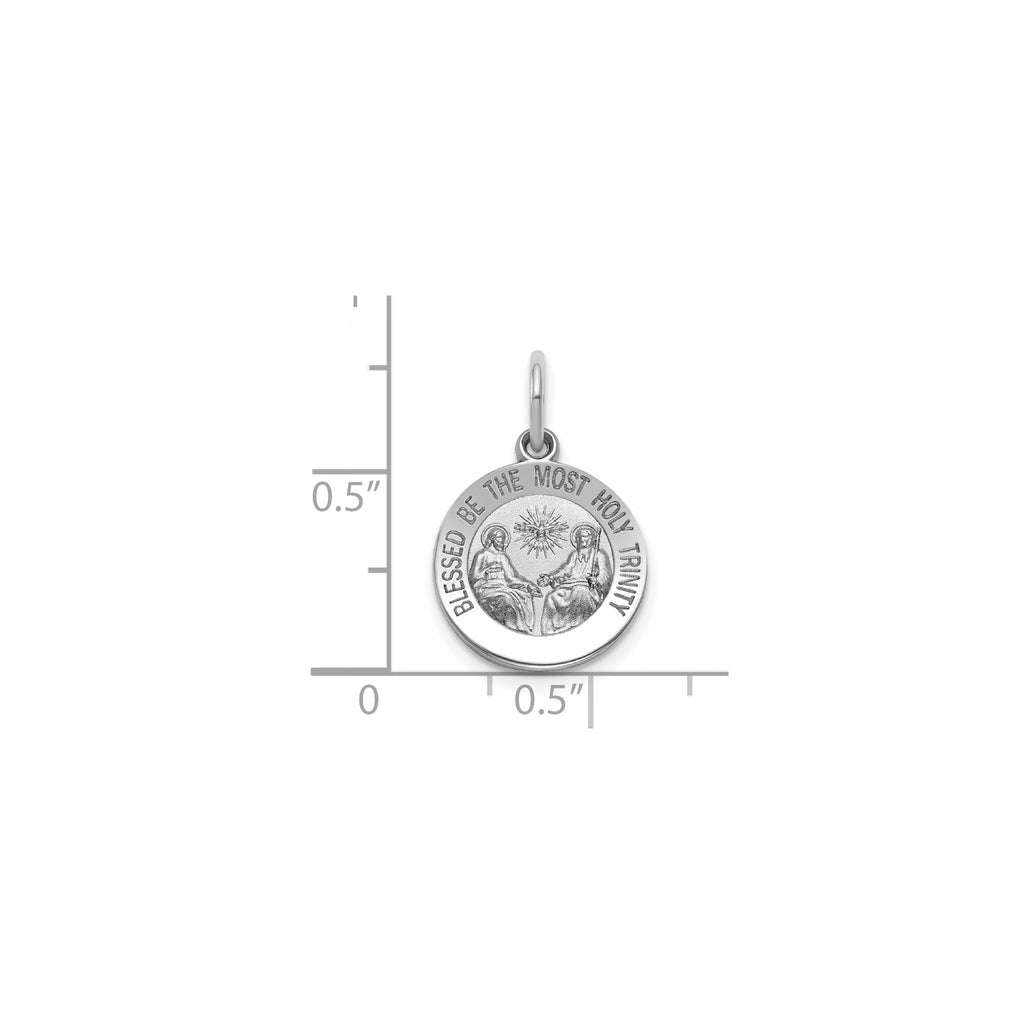 Round Holy Trinity Medal in Sterling Silver, Satin - Sophia Jewelers