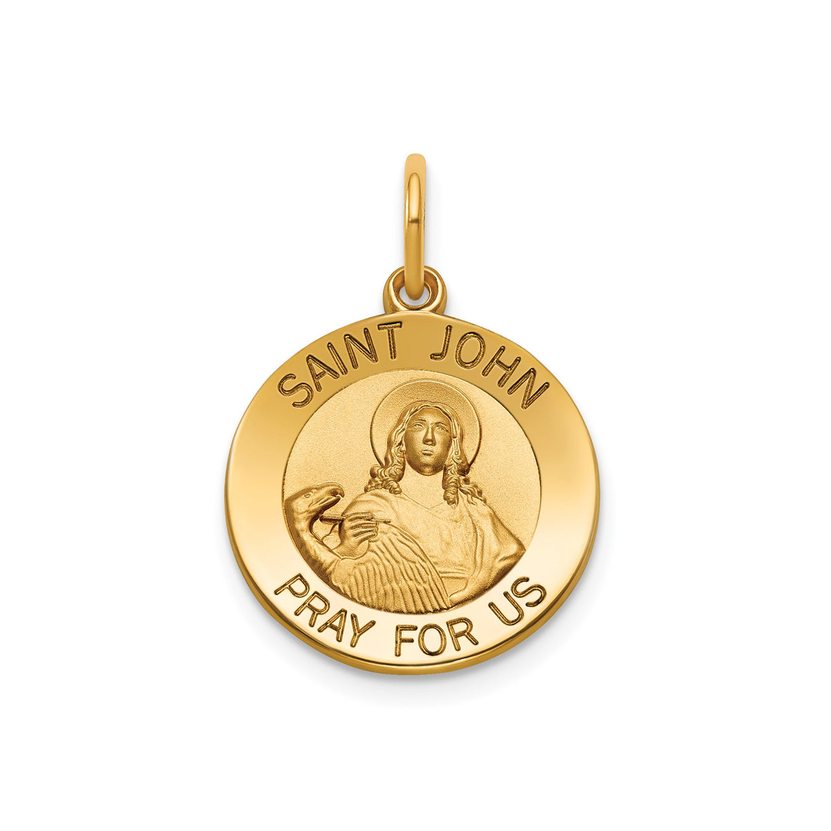 Round St. John Medal in 14K Yellow Gold, 16.25mm - Sophia Jewelers Main image