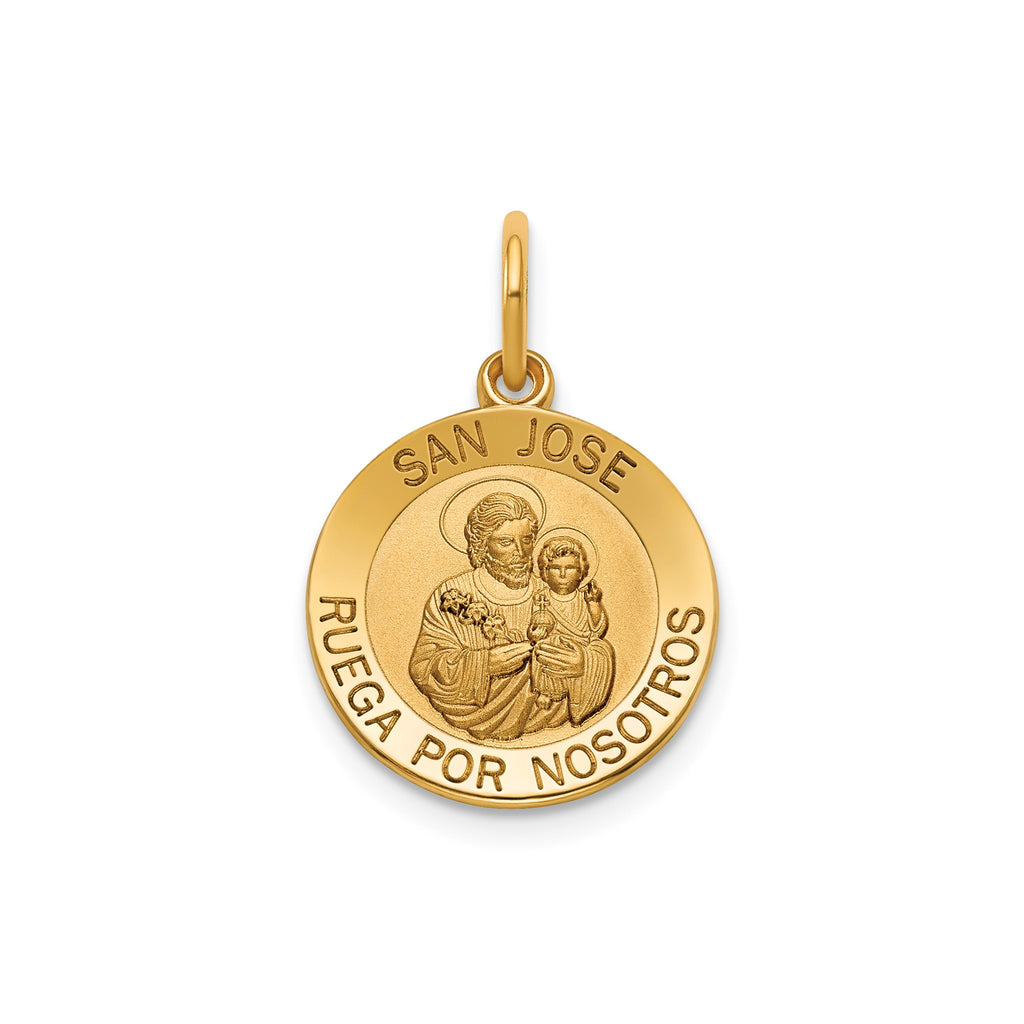 Round San Jose Medal in 14K Yellow Gold, 14.5mm - Sophia Jewelers