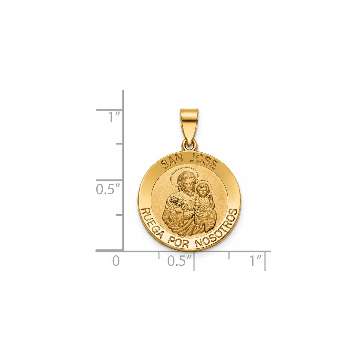 Round San Jose Medal in 14K Yellow Gold, 18.25mm - Sophia Jewelers