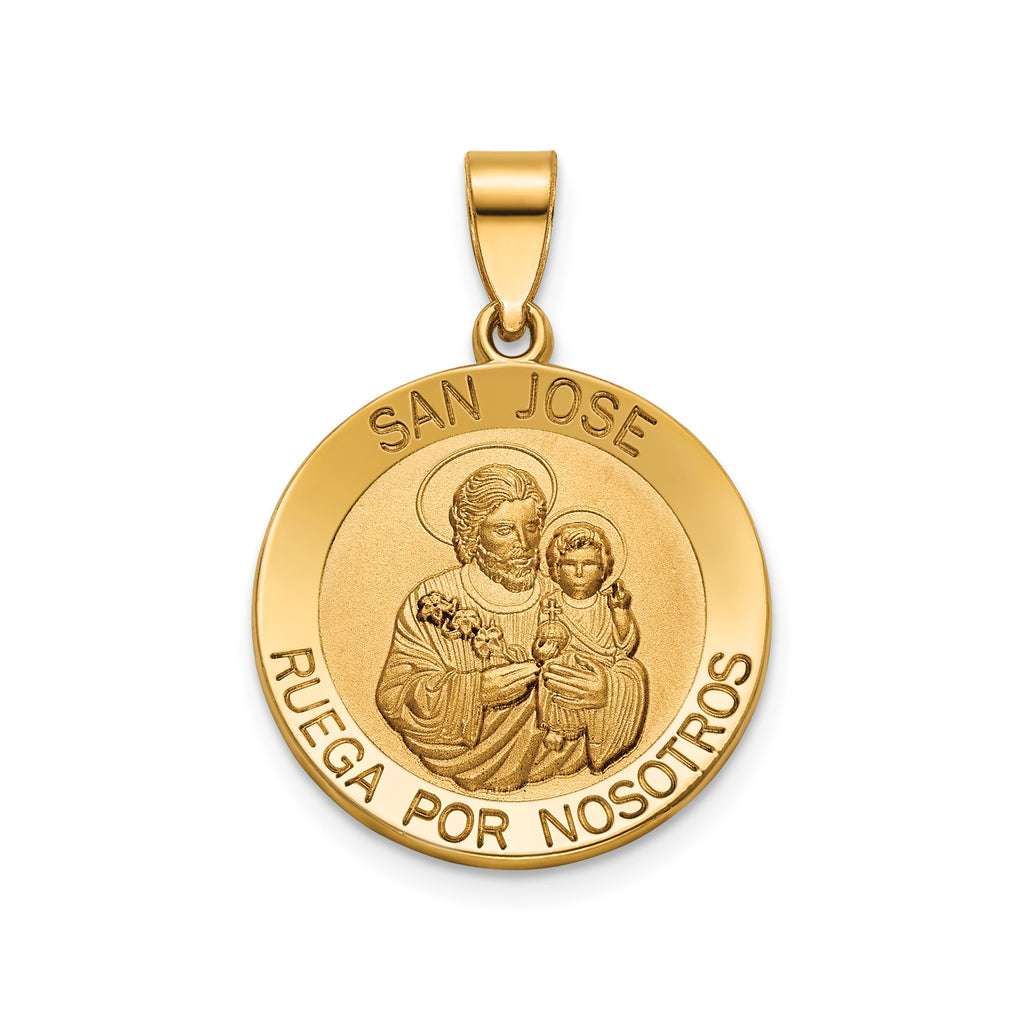 Round San Jose Medal in 14K Yellow Gold, 18.25mm - Sophia Jewelers