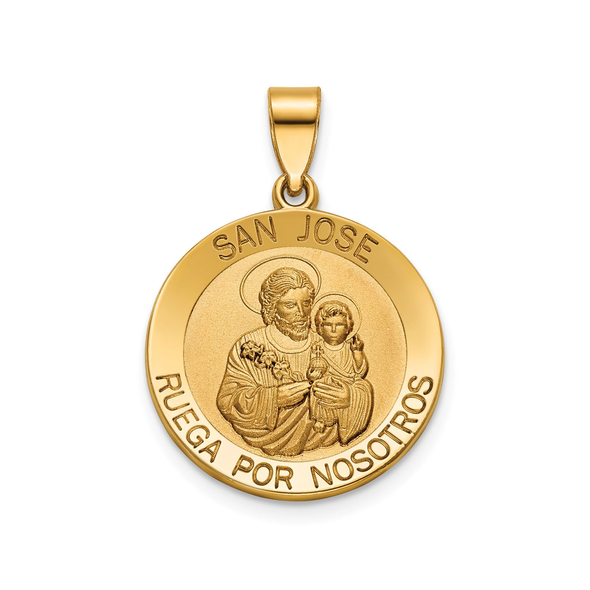 Round San Jose Medal in 14K Yellow Gold, 18.25mm - Sophia Jewelers