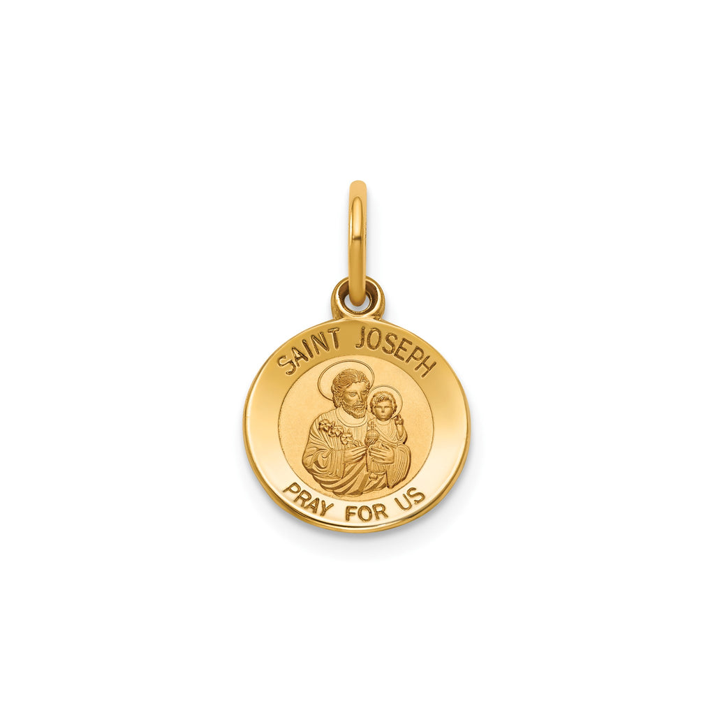 Round St. Joseph Medal in 14K Yellow Gold, 11.5mm - Sophia Jewelers