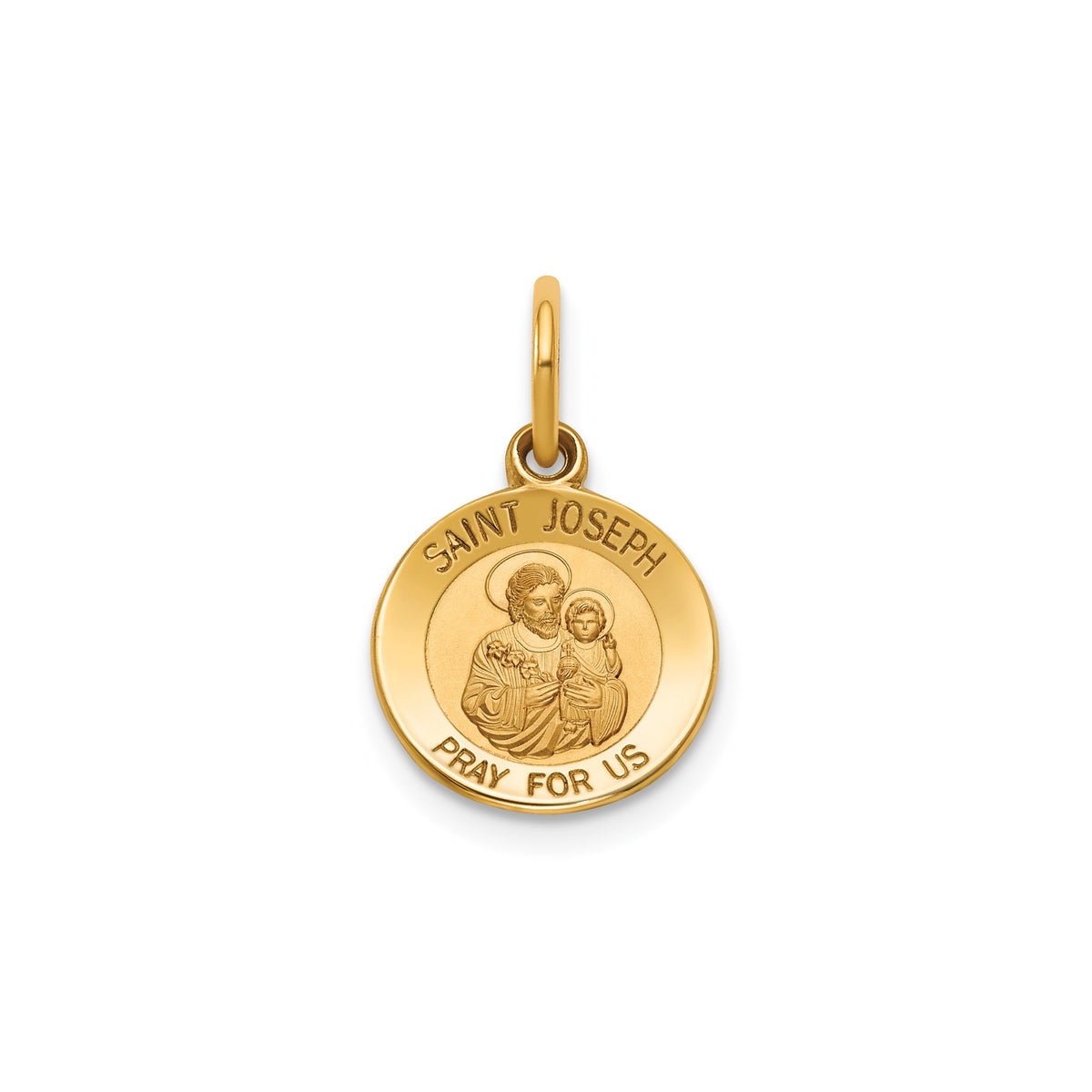 Round St. Joseph Medal in 14K Yellow Gold, 11.5mm - Sophia Jewelers