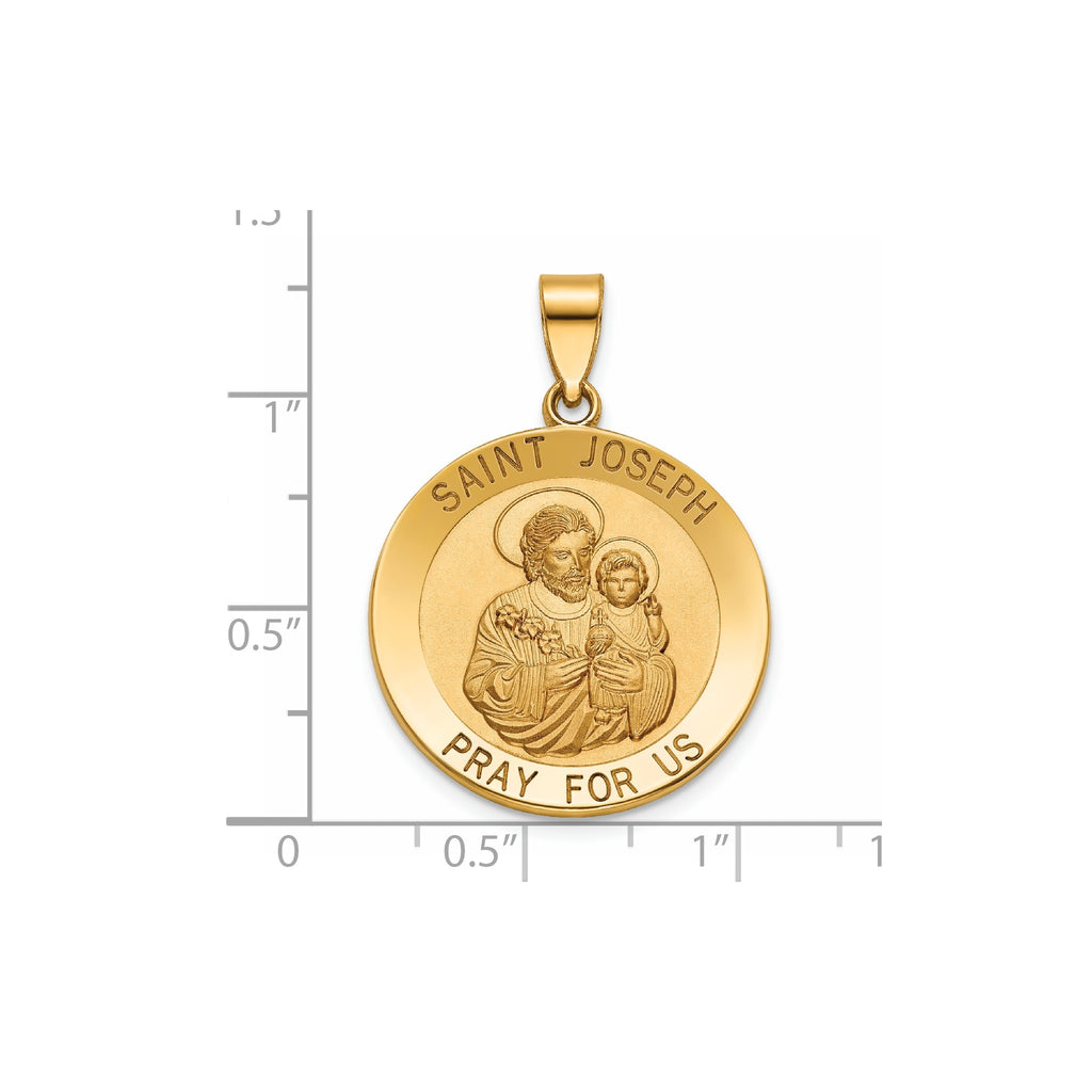 Round St. Joseph Medal in 14K Yellow Gold, 23.5mm - Sophia Jewelers