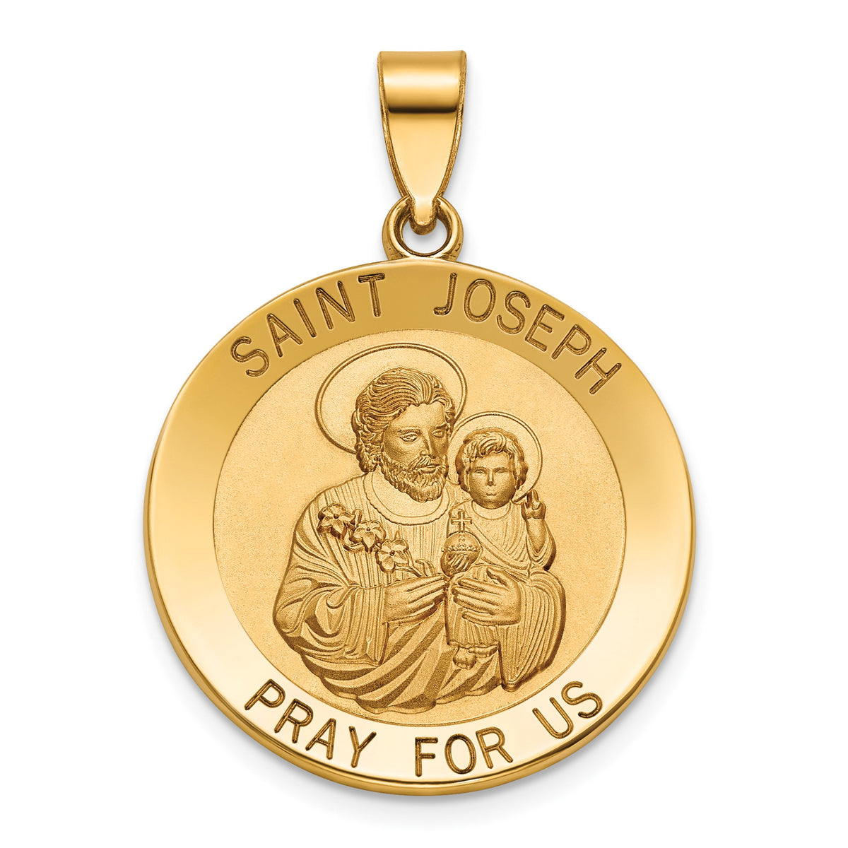 Round St. Joseph Medal in Gold-Plated Sterling Silver, 23.5mm - Sophia Jewelers Main image