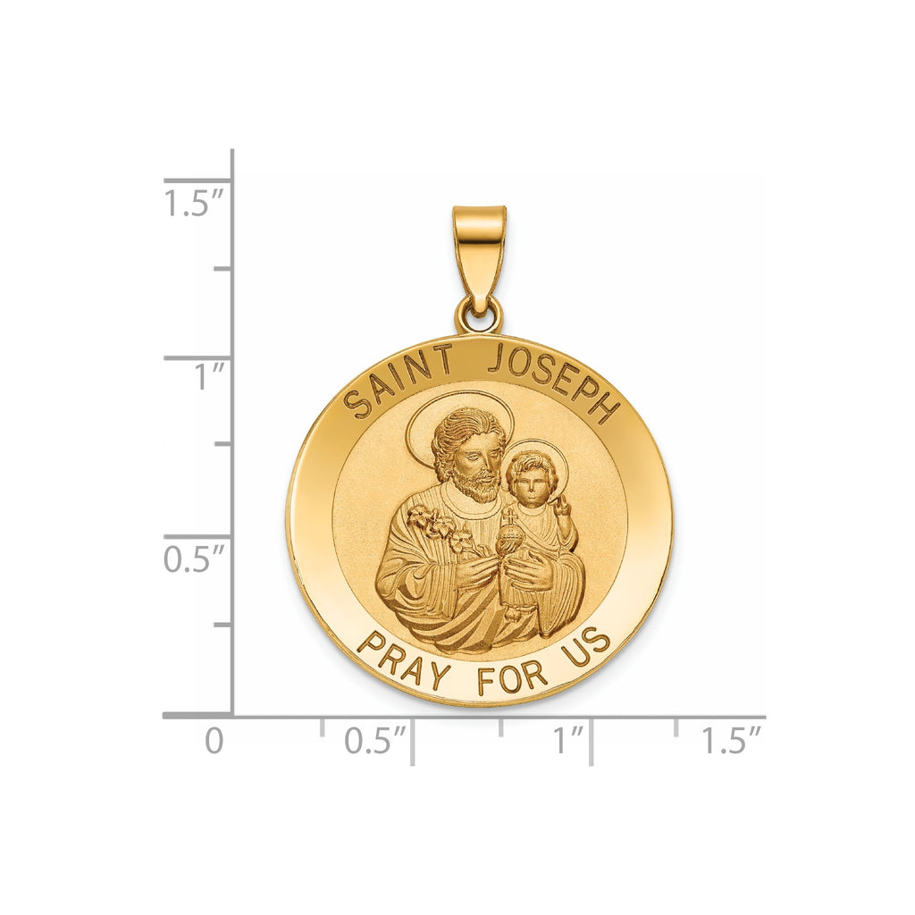 Round St. Joseph Medal in 14K Yellow Gold, 27mm - Sophia Jewelers