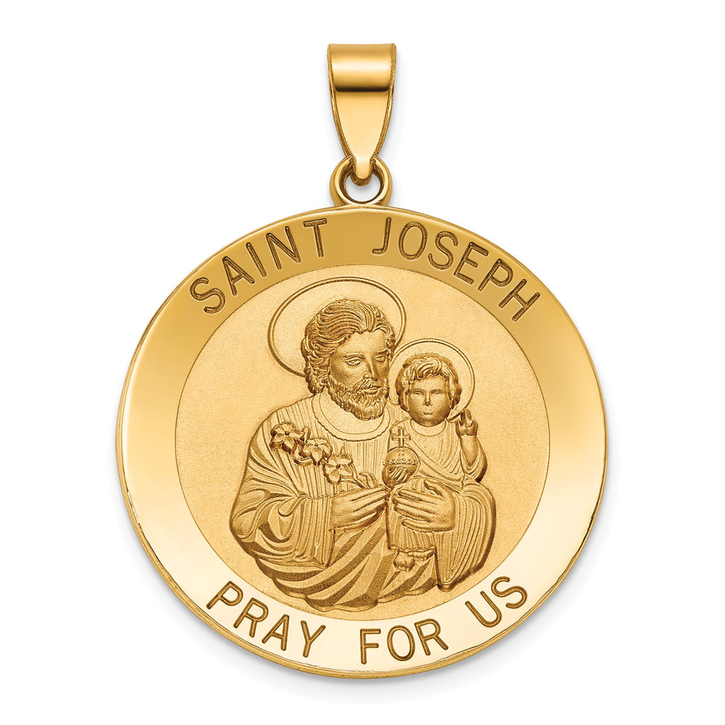 Round St. Joseph Medal in 14K Yellow Gold, 27mm - Sophia Jewelers