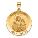 Round St. Joseph Medal in 14K Yellow Gold, 27mm - Sophia Jewelers