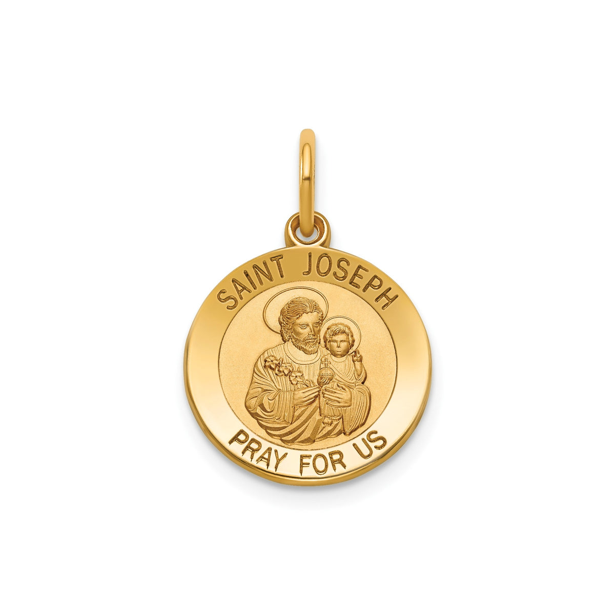 Round St. Joseph Medal in 14K Yellow Gold, 14.5mm - Sophia Jewelers Main image
