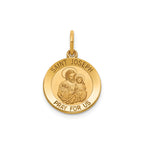 Round St. Joseph Medal in 14K Yellow Gold, 14.5mm - Sophia Jewelers