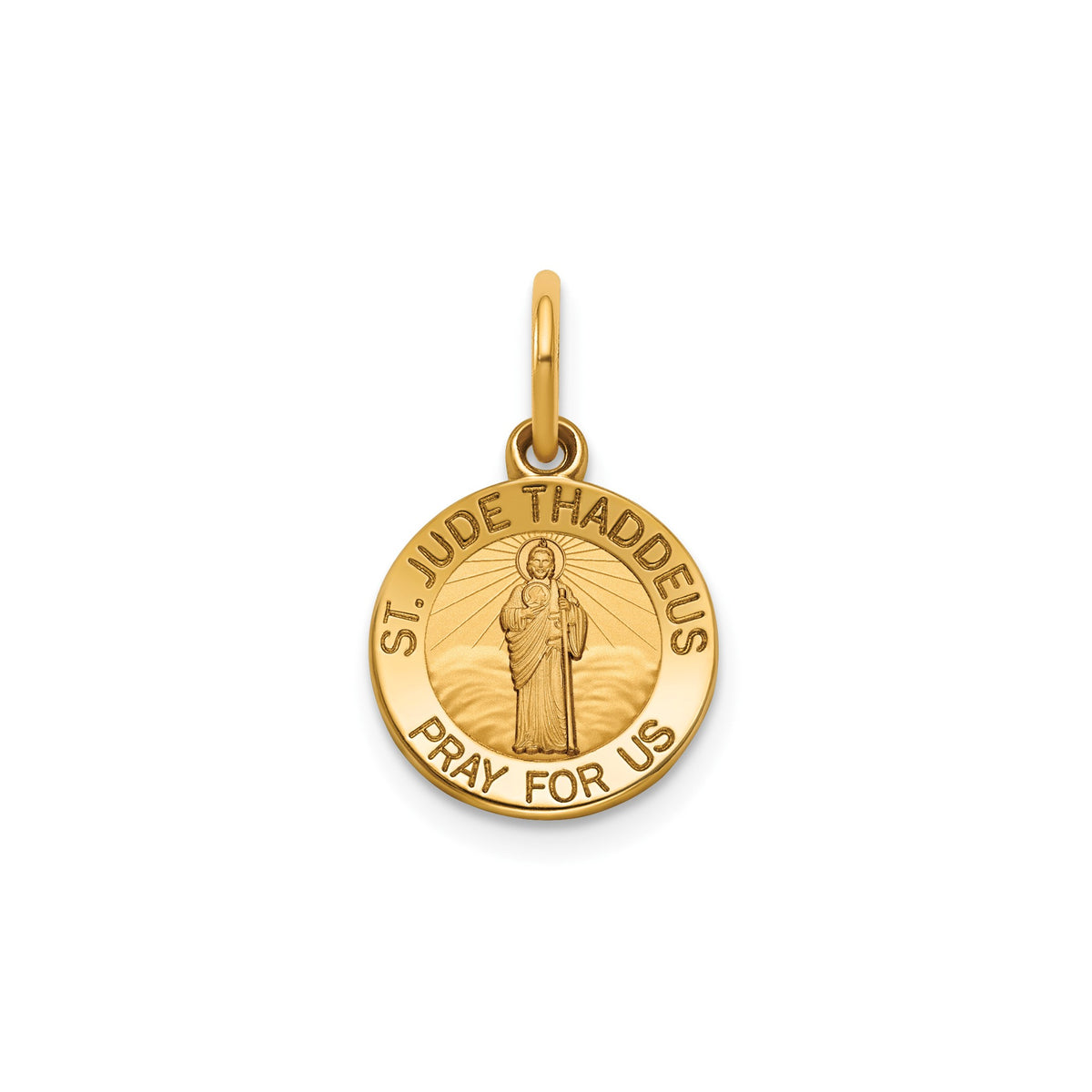 Round St. Jude Thaddeus Medal in 14K Yellow Gold, 11.5mm - Sophia Jewelers