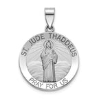 Round St. Jude Thaddeus Medal in Sterling Silver, 22mm Satin - Sophia Jewelers