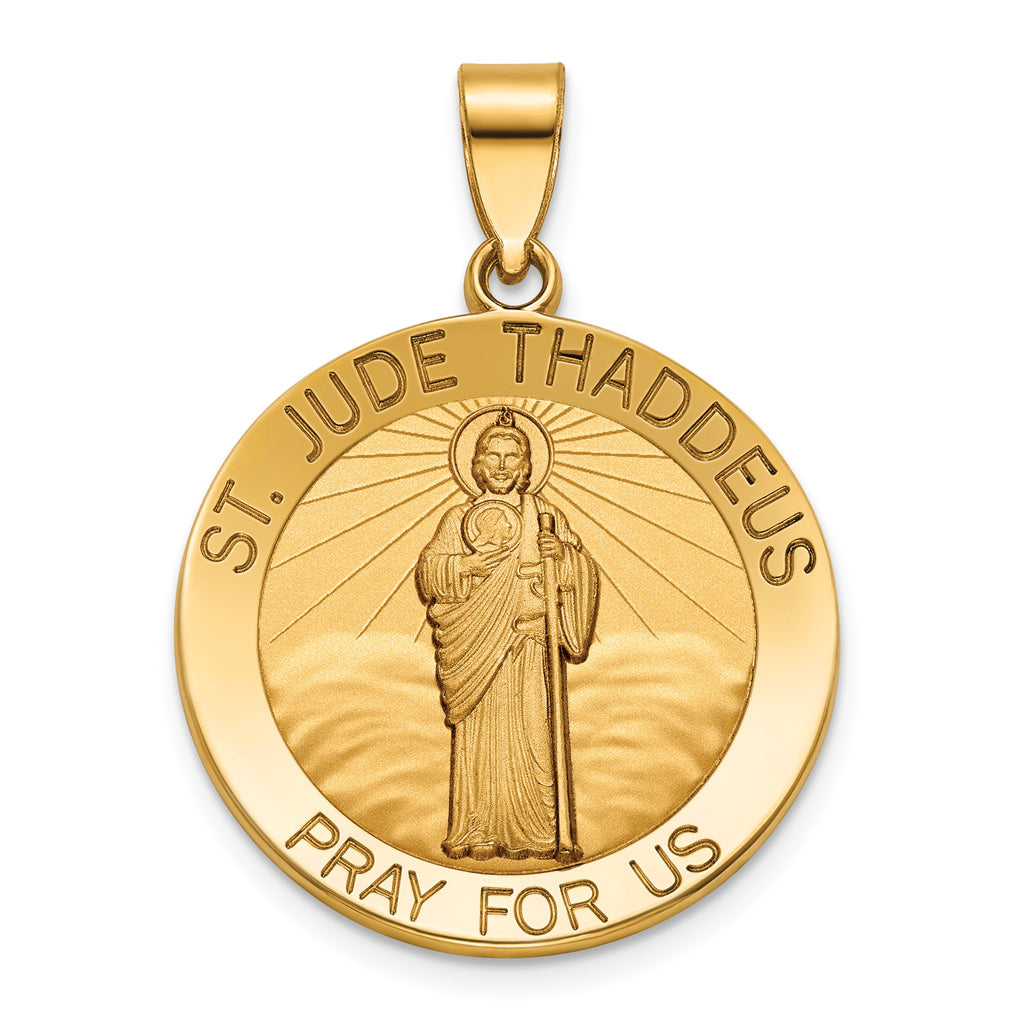 Round St. Jude Thaddeus Medal in 14K Yellow Gold, 23.5mm - Sophia Jewelers