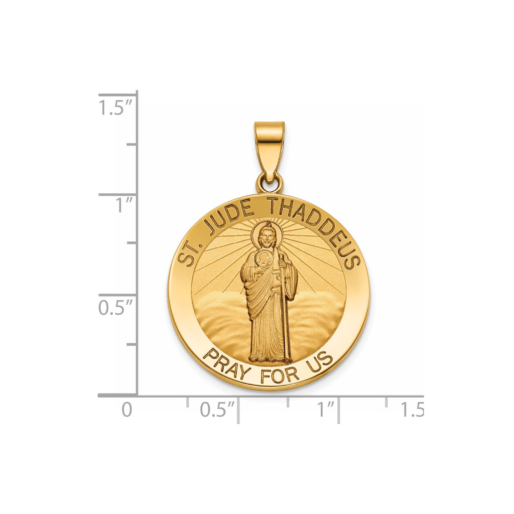 Round St. Jude Thaddeus Medal in 14K Yellow Gold, 25.25mm - Sophia Jewelers