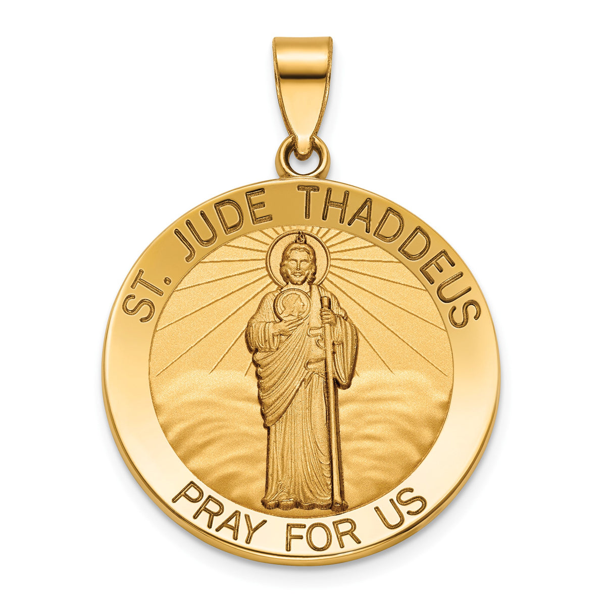 Round St. Jude Thaddeus Medal in 14K Yellow Gold, 25.25mm - Sophia Jewelers