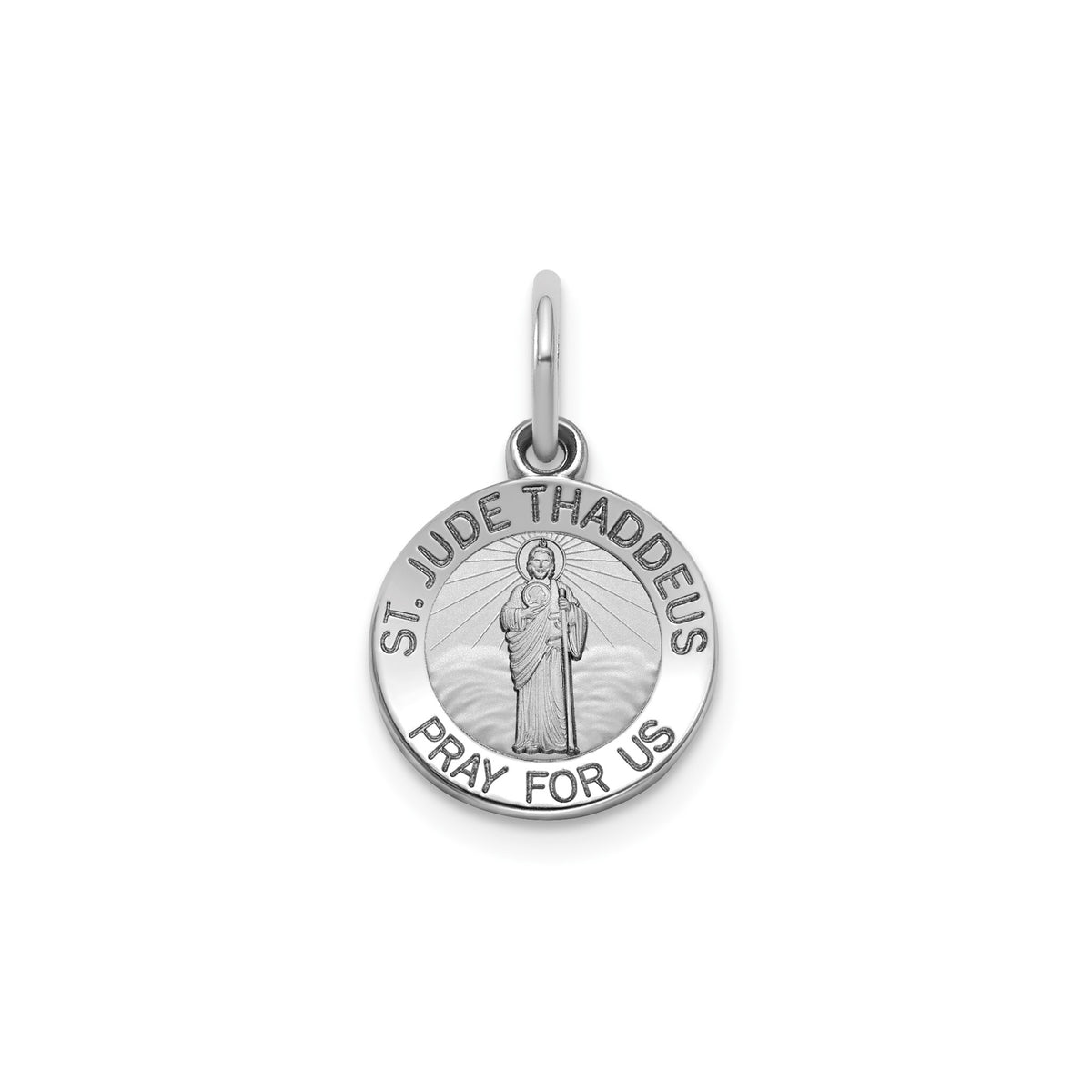 Round St. Jude Thaddeus Medal in Sterling Silver, 11.5mm Satin - Sophia Jewelers Main image