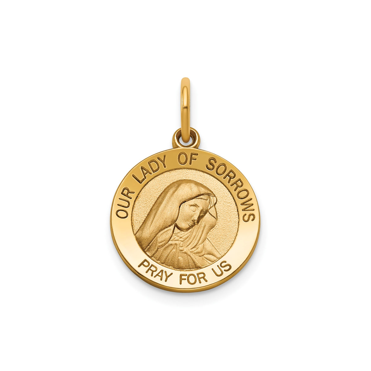 Our Lady of Sorrows Medal in 14K Yellow Gold, 14.5mm - Sophia Jewelers