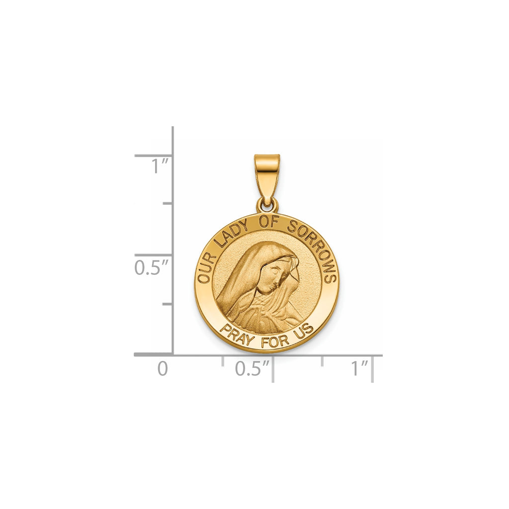 Our Lady of Sorrows Medal in 14K Yellow Gold, 18.25mm - Sophia Jewelers