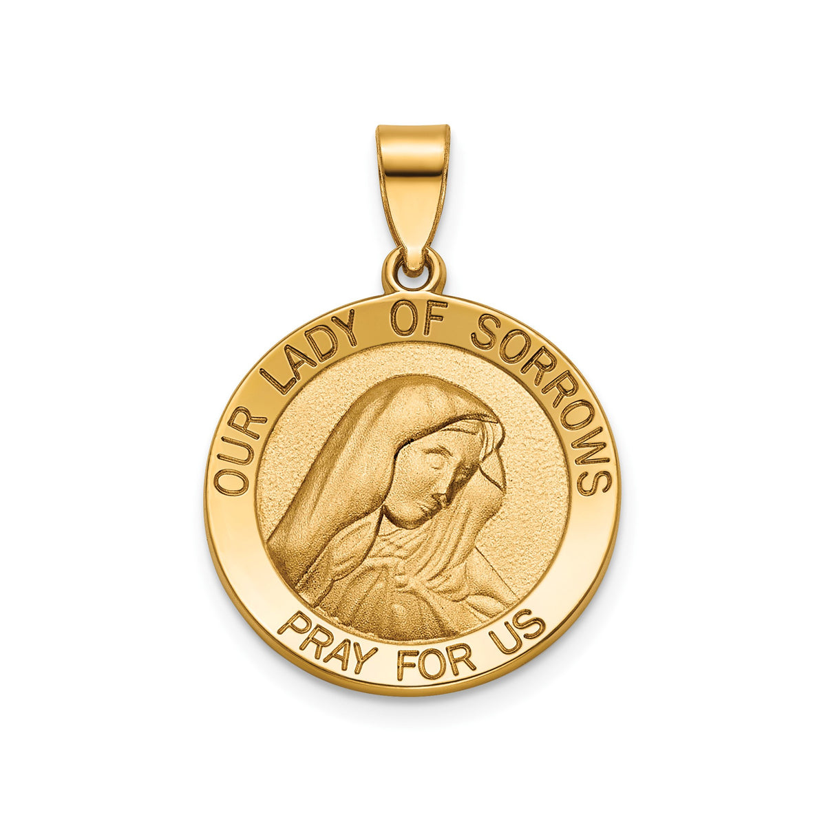 Our Lady of Sorrows Medal in 14K Yellow Gold, 18.25mm - Sophia Jewelers