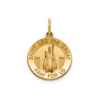 Round St. Leo Medal in 14K Yellow Gold, 16.25mm - Sophia Jewelers