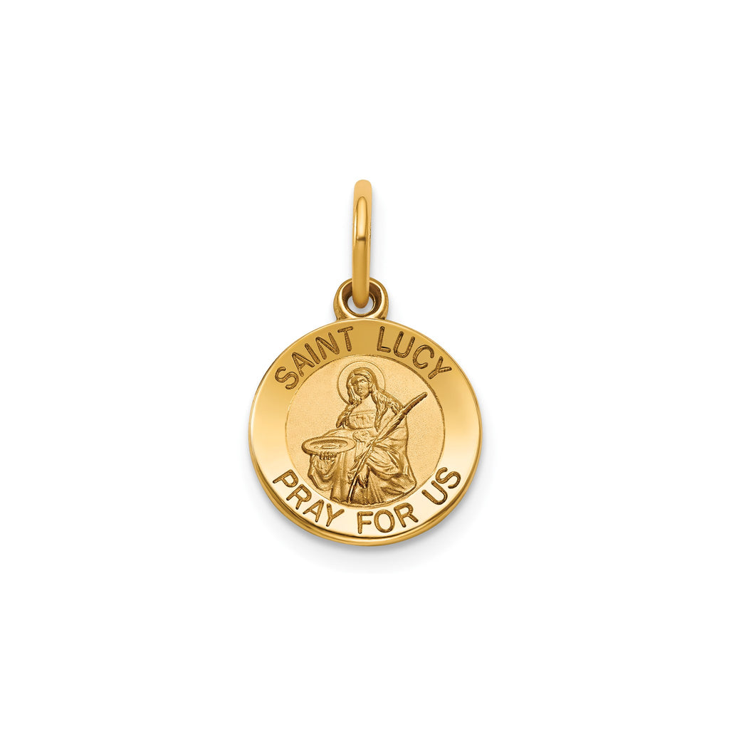 Round St. Lucy Medal in 14K Yellow Gold, 11.5mm - Sophia Jewelers