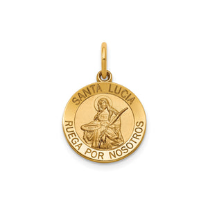 Round St. Lucy-Spanish Medal in Gold-Plated Sterling Silver - Sophia Jewelers