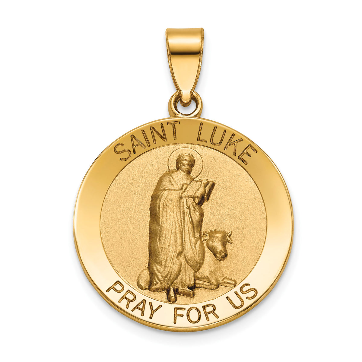 Round St. Luke Medal in 14K Yellow Gold, 22mm - Sophia Jewelers